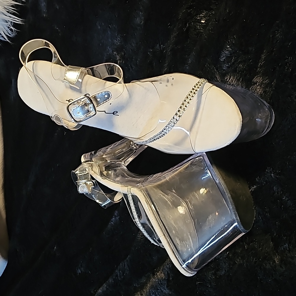 Ellie Silver and Clear Platform Heels - Picture 5 of 9